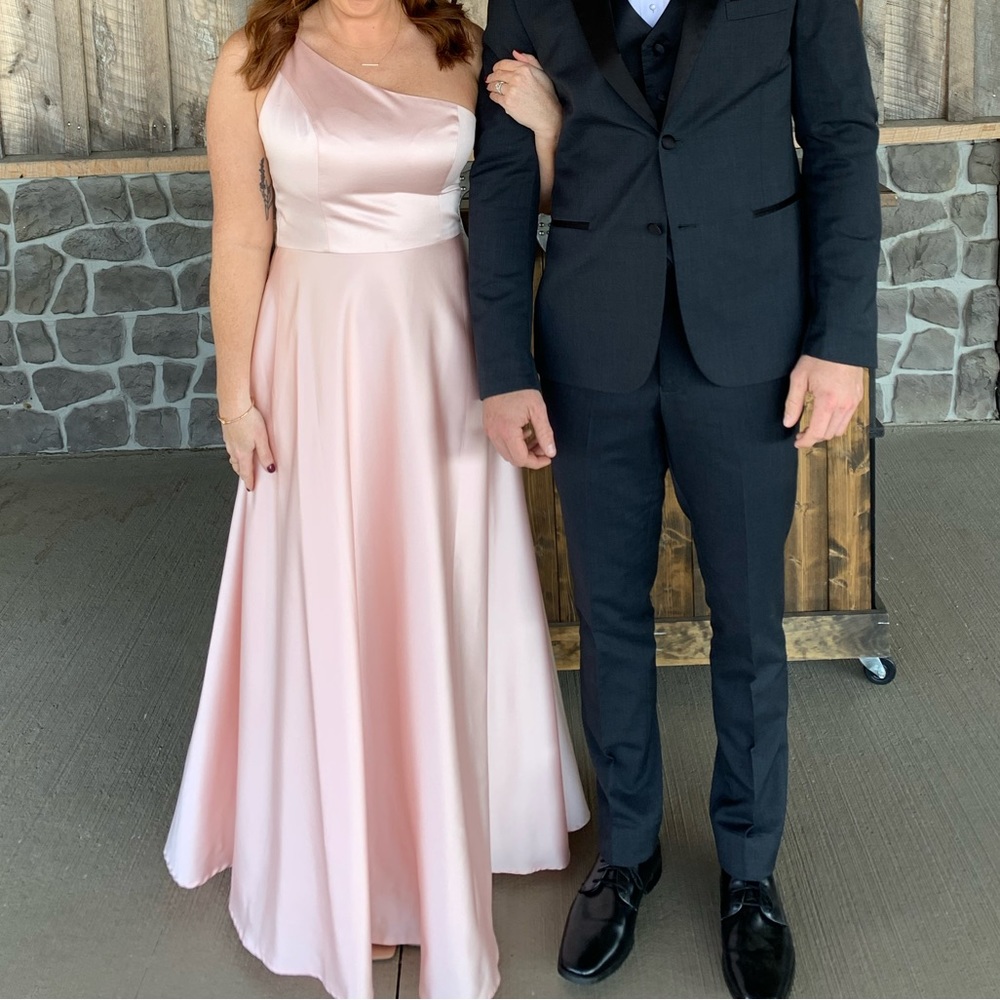 One Shoulder/Full Skirt Silk Bridesmaid Dress